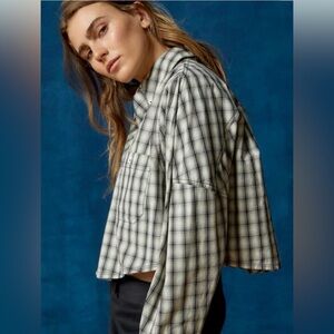 BDG Urban Outfitters Corey Cropped Plaid Boxy Oversized Button Down Women’s XL